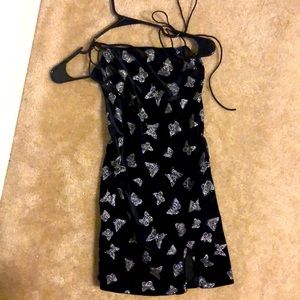 Black sparkly butterfly mini dress